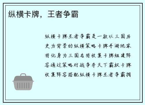 纵横卡牌，王者争霸